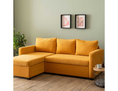 Canapé d'angle convertible avec rangement Kado (Jaune moutarde)