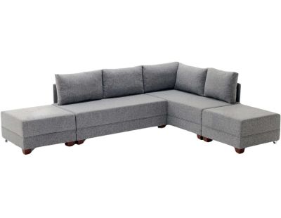 Canapé d'angle convertible en tissu gris Fly