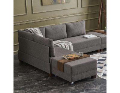 Canapé d'angle convertible en tissu marron Fly