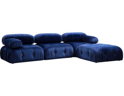 Canapé d'angle en tissu Bubble (Velours bleu)