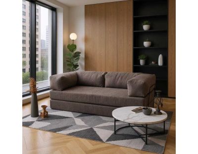 Canapé chauffeuse 3 places en chenille Comfort (Gris)
