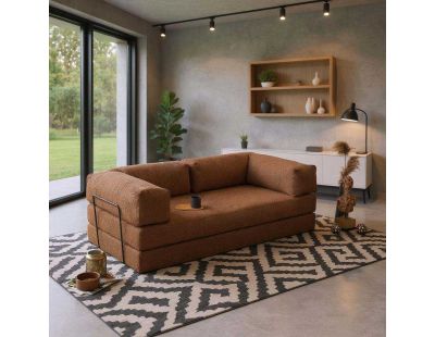 Canapé chauffeuse 3 places en chenille Comfort (Marron)