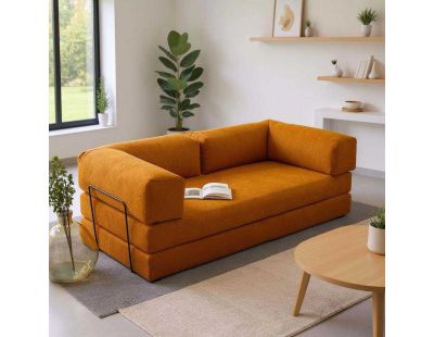Canapé chauffeuse 3 places en chenille Comfort (Orange)