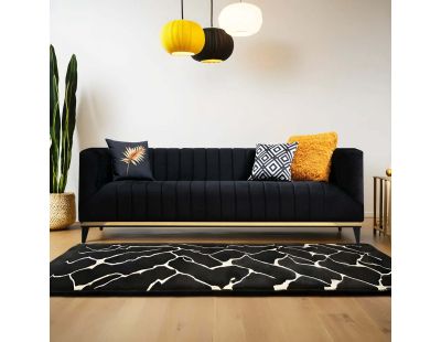 Canapé droit en tissu noir Bellino