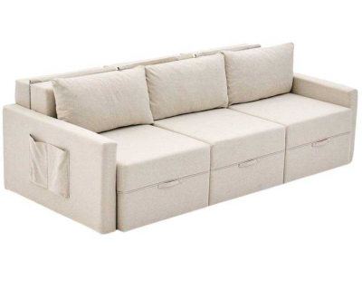 Canapé 3 places convertible avec coffre Saros (Crème)