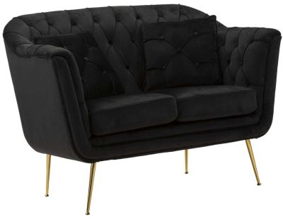 Canapé 2 places en tissu capitonné avec coussins Budapest 130 x 83 x 91 cm (Noir)