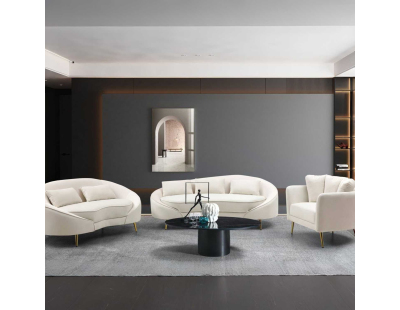 Canapé en tissu 3 places Oslo 185 x 84 x 68 cm (Crème et doré)