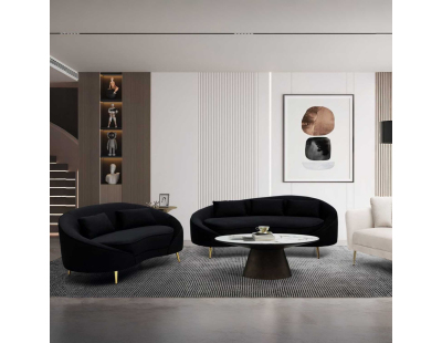 Canapé en tissu 3 places Oslo 185 x 84 x 68 cm (Noir et doré)