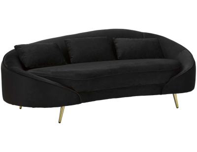 Canapé en tissu 3 places Oslo 185 x 84 x 68 cm (Noir et doré)