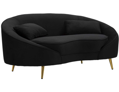 Canapé en tissu 2 places Oslo 148 x 84 x 68 cm (Noir et doré)
