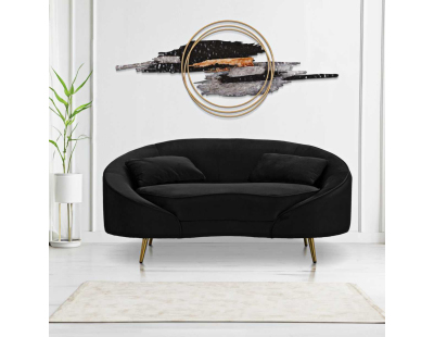 Canapé en tissu 2 places Oslo 148 x 84 x 68 cm (Noir et doré)