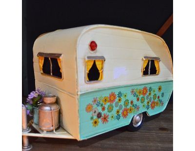 Caravane vintage décorative en métal