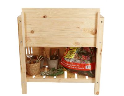 Carré potager avec espace de stockage en pin