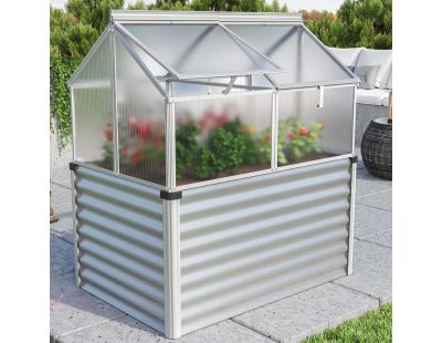 Carré potager surélévé avec serre Gaia Jumbo (Zinc aluminium)