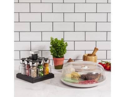 Carrousel à épices carré tournant pots 10 cl (8 pots)