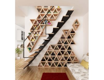 Casier à bouteilles triangulaire en pin Prisma