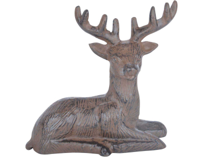 Cerf couché décoratif en fonte