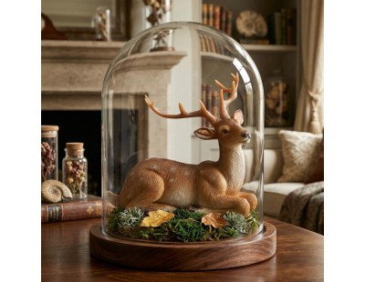 Cerf couché en résine