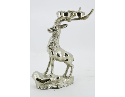 Cerf porte-bougies aluminium