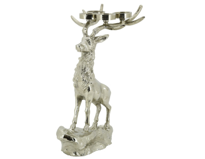 Cerf porte-bougies aluminium
