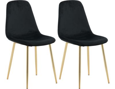 Chaise en acier cuivré et velours noir Polar (Lot de 2)