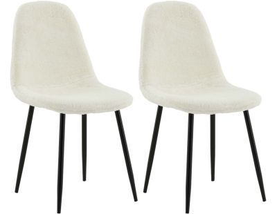 Chaise en acier et polyester teddy noir et blanc Polar (Lot de 2)