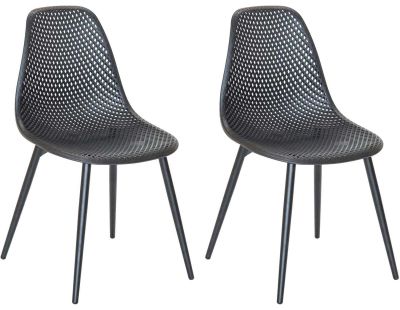 Chaise en aluminium et assise en résine Malte (Lot de 2) (Noir)