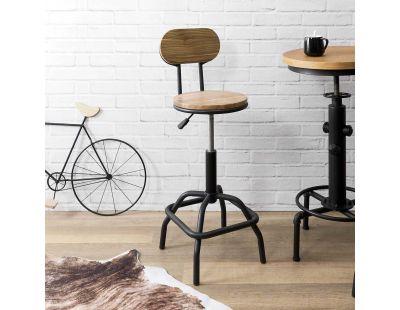 Chaise de bar hauteur réglable en bois et métal Ace