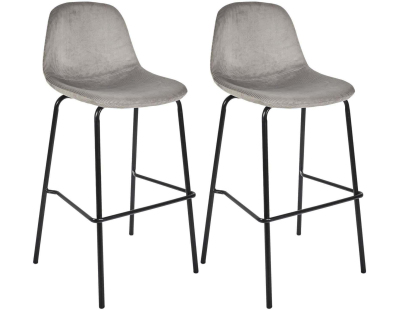 Chaise de bar en velours côtelé Giulia gris (Lot de 2)