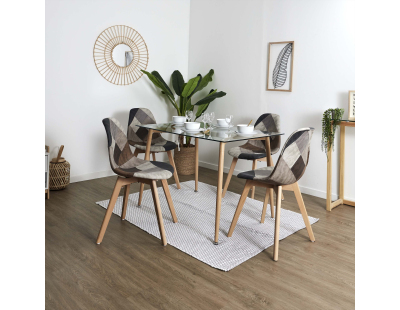 Chaise en bois de hêtre et polypropylène Patchwork (Lot de 2)