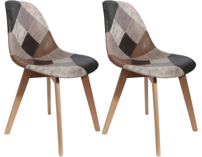 Chaise en bois de hêtre et polypropylène Patchwork (Lot de 2)