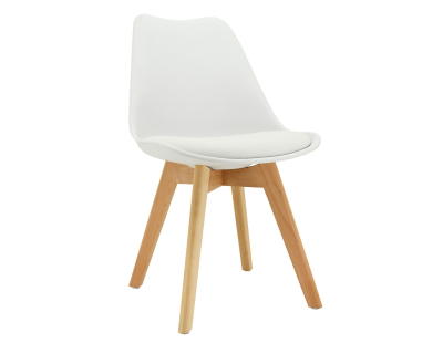 Chaise coussin en polypropylène blanc et hêtre (Blanc)