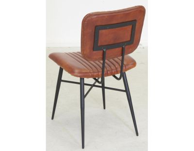 Chaise en cuir cognac et métal