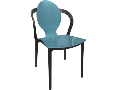 Chaise design en polypropylène effet glossy (Bleu paon)