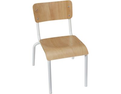 Chaise écolier pour enfant en bois et métal (Blanc)