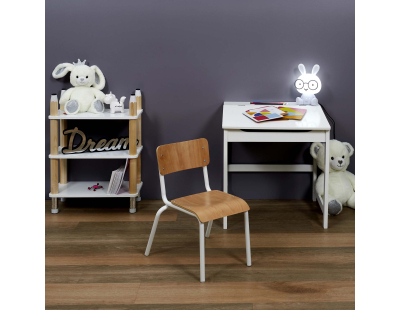 Chaise écolier pour enfant en bois et métal (Blanc)