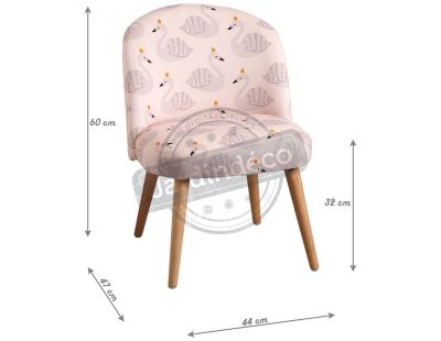 Chaise enfant en coton et bois Cygne rose