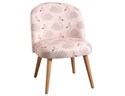 Chaise enfant en coton et bois Cygne rose