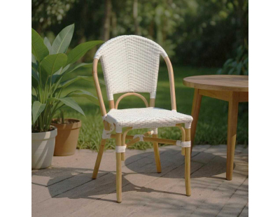 Chaise d'extérieur en rotin et résine (Blanc)