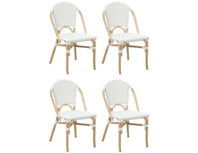 Chaise d'extérieur en rotin et résine (Lot de 4) (Blanc)