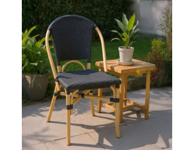 Chaise d'extérieur en rotin et résine (Noir)