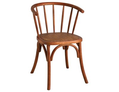 Chaise en hêtre et rotin, avec dossier rond