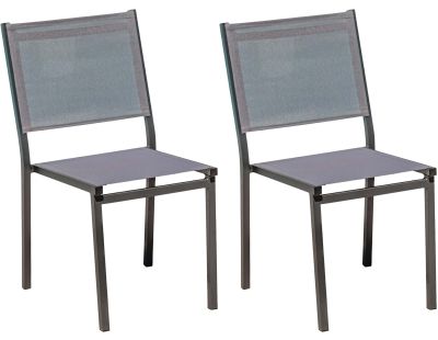 Chaise de jardin empilable en aluminium et textilène Tolede (Lot de 2)