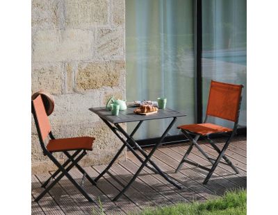 Chaise jardin pliante en aluminium Thema (Graphite, Paprika)
