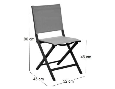 Chaise jardin pliante en aluminium Thema (Graphite, Perle )