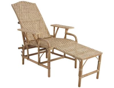 Chaise longue en manau et lame de rotin