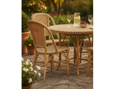 Chaise en manau et moelle de rotin