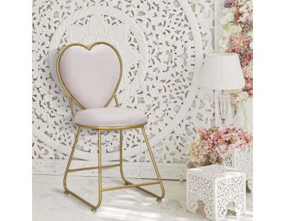 Chaise en métal doré et tissu Heart 37 x 47 x 80 cm