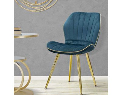 Chaise en métal doré et tissu Space (Lot de 2) (Bleu et doré)