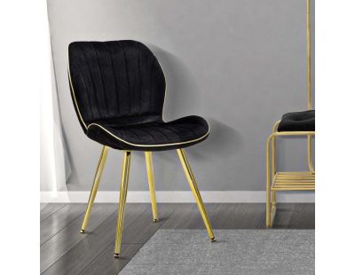 Chaise en métal doré et tissu Space (Lot de 2) (Noir et doré)